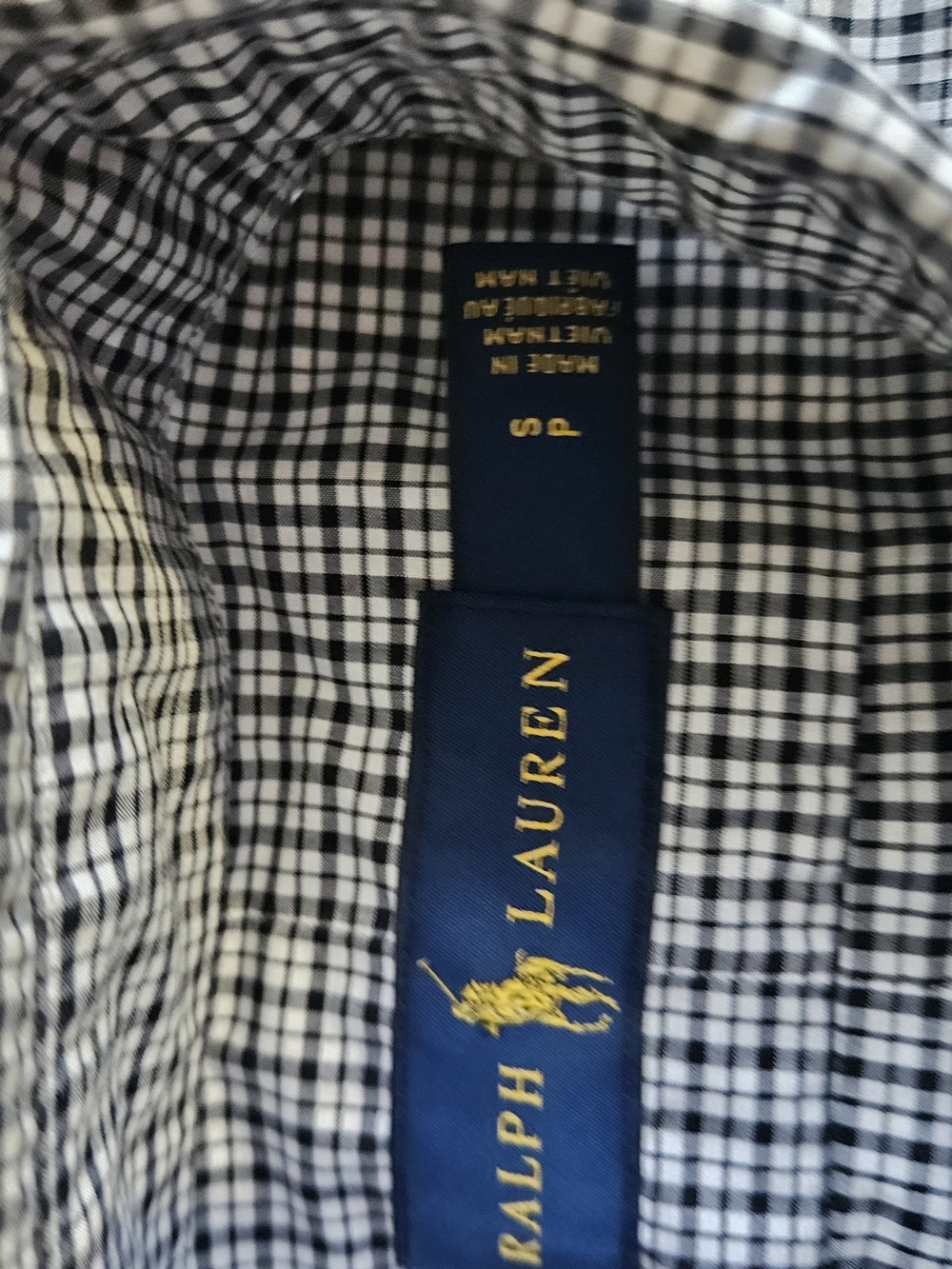 Ralph Lauren Black and White Gingham Button-Down Shirt